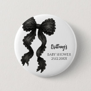 Black Bow Baby Shower 6 Cm Round Badge