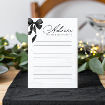 Black Bow Baby Shower Advice Card