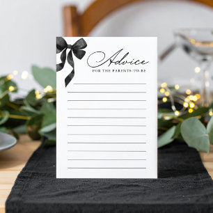 Black Bow Baby Shower Advice Card