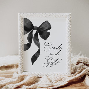 Black Bow Baby Shower Cards and Gifts Sign