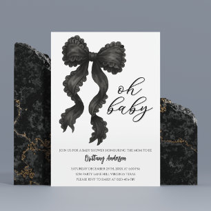 Black Bow Baby Shower Coquette Bow Invitation