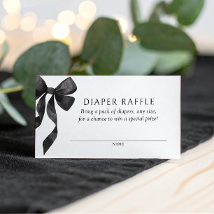 Black Bow Baby Shower Diaper Raffle Ticket Enclosure Card