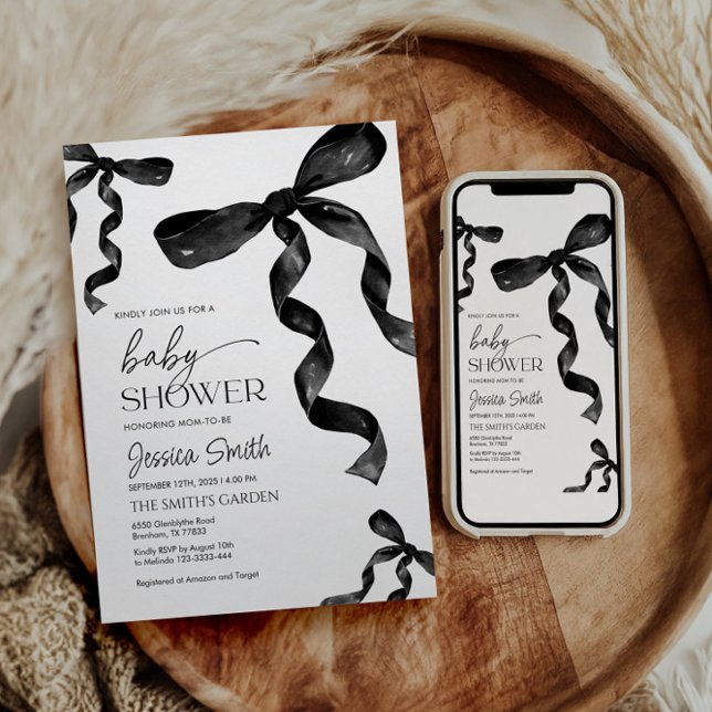 Black Bow Baby Shower Invitation (Creator Uploaded)