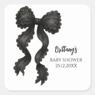 Black Bow Baby Shower  Square Sticker