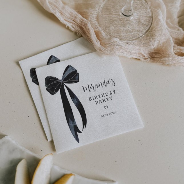 Black Bow Birthday Party Napkins (Creator Uploaded)