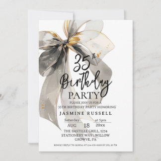 Black Bow Birthday Party Woman Invitation