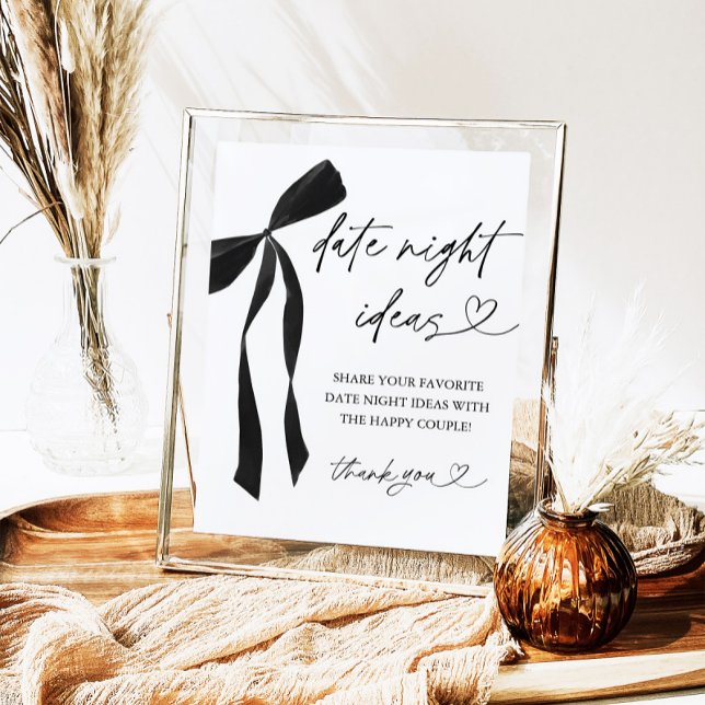 Black Bow Bridal Shower Date Night Ideas Sign (Creator Uploaded)