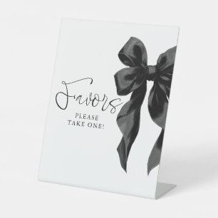 Black Bow Bridal Shower Favors Pedestal Sign