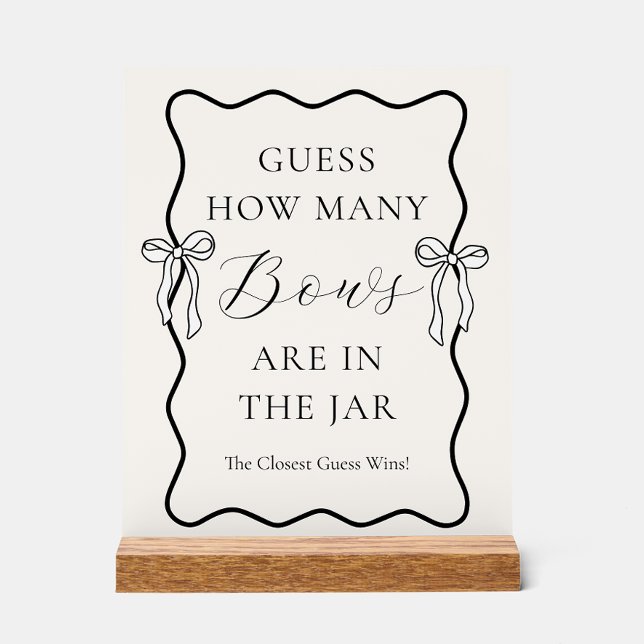 Black Bow Bridal Shower Guess How Many Bows Acrylic Sign (Creator Uploaded)
