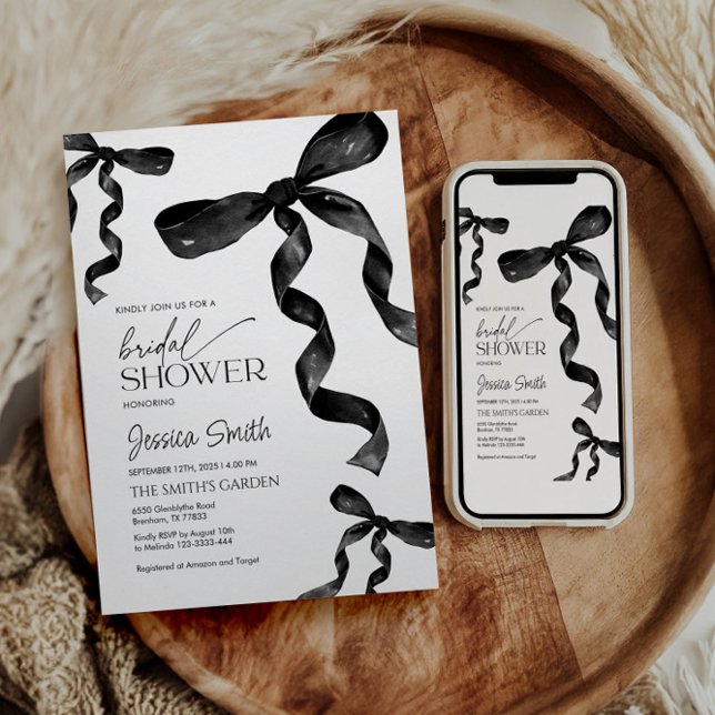 Black Bow Bridal Shower Invitation (Creator Uploaded)