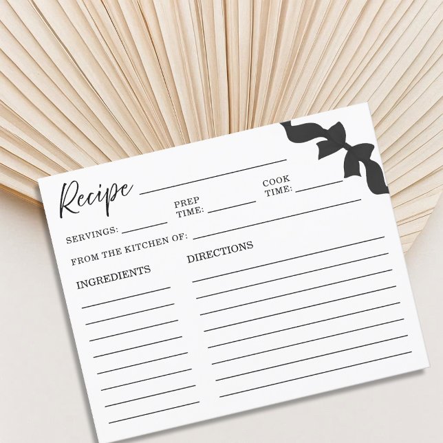 Black Bow Bridal Shower Recipe Card (Creator Uploaded)