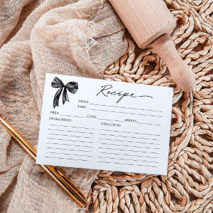 Black Bow Bridal Shower Recipe Card