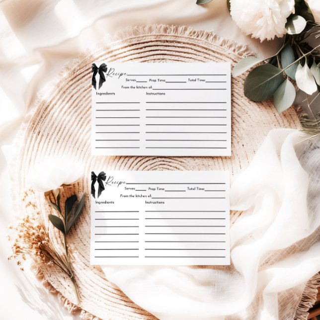 Black Bow Bridal Shower Recipe Card (Creator Uploaded)