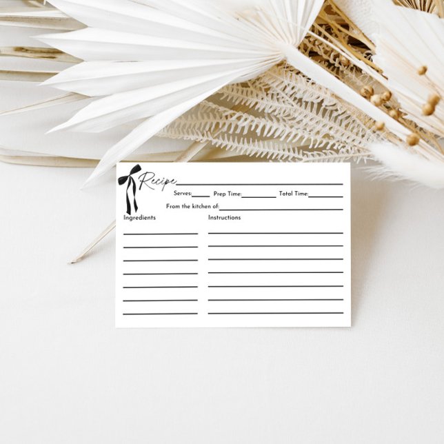 Black Bow Bridal Shower Recipe Card (Creator Uploaded)