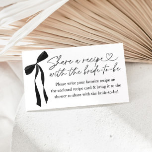 Black Bow Bridal Shower Recipe Request Enclosure Card