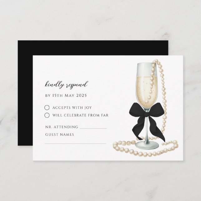 Black Bow Bridal Shower RSVP Response Card (Front/Back)