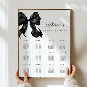 Black Bow Bridal Shower Seating Chart Poster