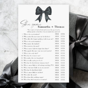 Black bow bridal shower Shoe game