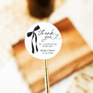 Black Bow Bridal Shower Thank You, Favour Tags