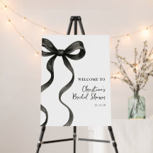 Black Bow Bridal Shower Welcome Sign