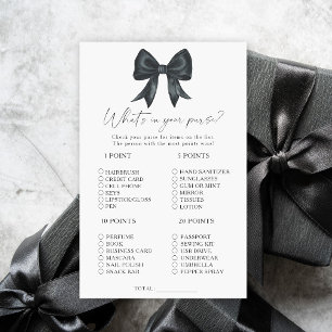 Black bow bridal shower What's in your purse game
