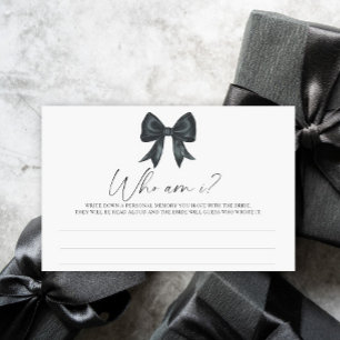 Black Bow Bridal shower Who am I game Stationery