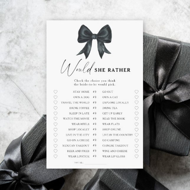 Black Bow bridal shower Would she rather game (Creator Uploaded)