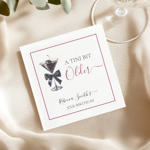 Black Bow Cherry Drink 'A tini bit Older' Birthday Napkin