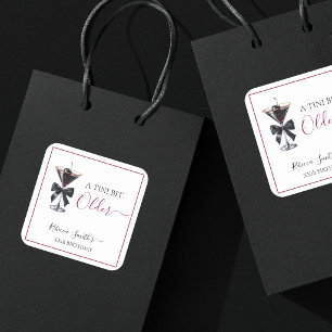 Black Bow Cherry Drink 'A tini bit Older' Birthday Square Sticker