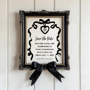 Black Bow Coquette Anniversary Party Invitation