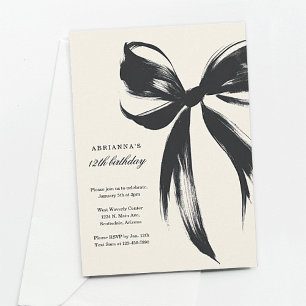 Black Bow Coquette Birthday Invitation