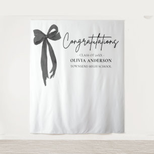 Black Bow Coquette Graduation Congratulation Tapestry