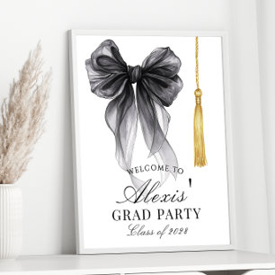 Black Bow Coquette Graduation Party Welcome sign