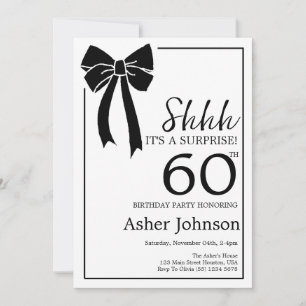 Black Bow Coquette Surprise 60th Birthday Party  Invitation