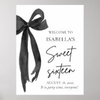 Black Bow Coquette Sweet 16 Birthday Welcome