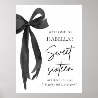 Black Bow Coquette Sweet 16 Birthday Welcome