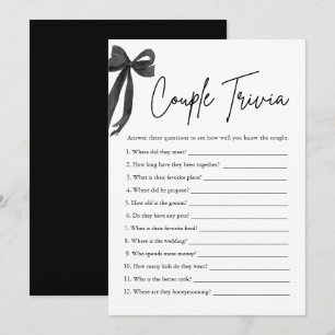 Black Bow Couple Trivia Bridal Shower Game Invitation