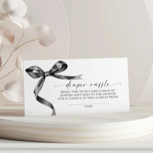 Black Bow Diaper Raffle  Enclosure Card