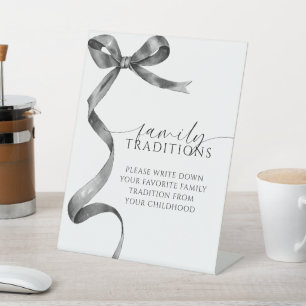 Black Bow Favourite Family Traditions Game Pedestal Sign