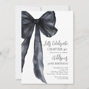 Black Bow Forty 40th Birthday Party Invitation