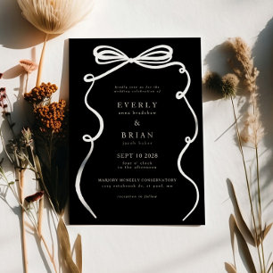 Black Bow Frame Wedding Invitation