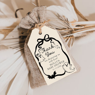 Black Bow Ghost halloween Baby Shower Gift Tags