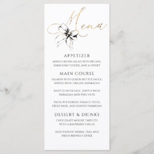 Black Bow Gold Typography Elegant Party Menu