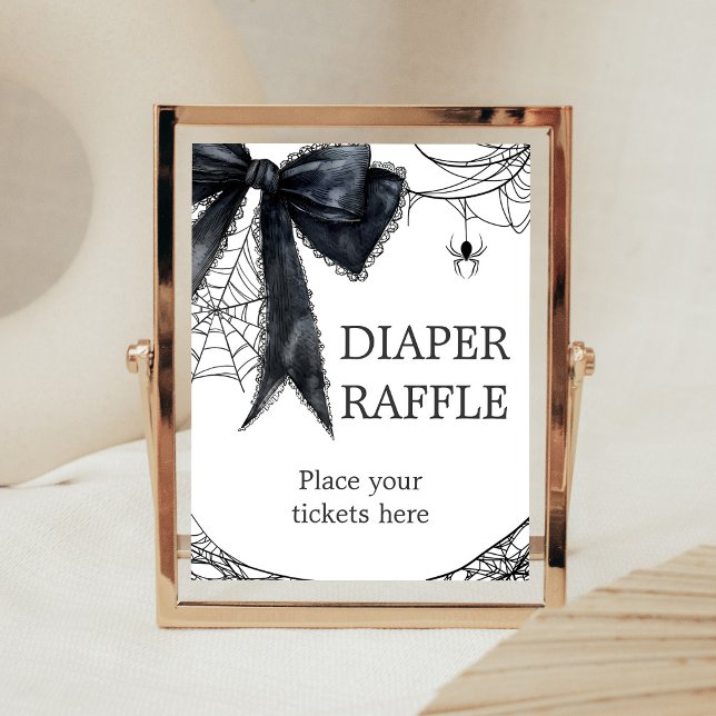 Black Bow Gothic Little Boo Diaper Raffle Sign (Black Bow Gothic Little Boo Baby Shower Diaper Raffle Sign)