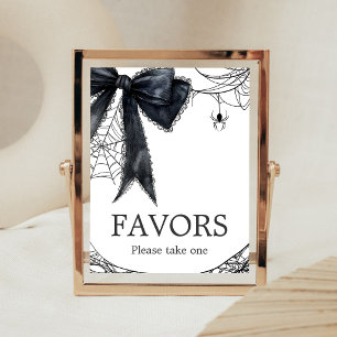 Black Bow Gothic Little Boo Favours Sign