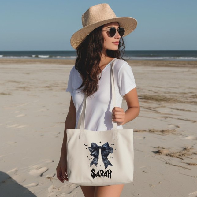 Black Bow Gothic Tote Bachelorette Bridesmaid gift (Creator Uploaded)