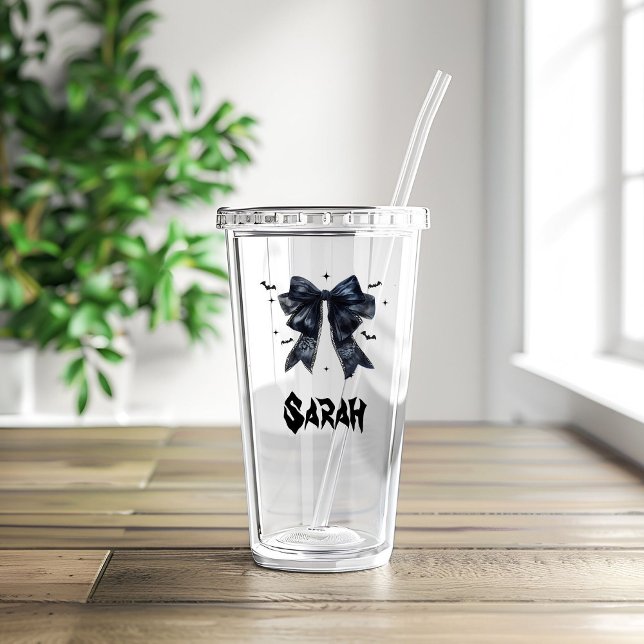 Black Bow Gothic Tote Bachelorette Bridesmaid gift Acrylic Tumbler (Creator Uploaded)