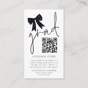 Black Bow Grad Graduation QR Code College Fund Enclosure Card