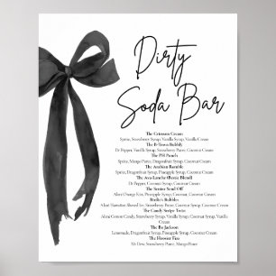 Black Bow Grad Party Graduate Dirty Soda Bar Poster
