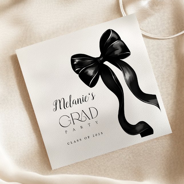Black Bow Grad Party  Napkin (Creator Uploaded)